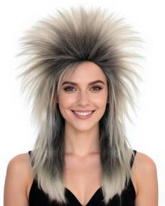 lot 12274 image: BESTBELHair Cap 80s Women Punk Rocker Wig Long Blonde Spiky Wig for Women Heavy Metal Rocker Anime Funny Hair for Halloween Cosplay Womens Cosplay Outfit for Costume Party