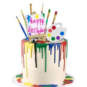 lot 12276 image: Art Paint Cake Topper Paint Brush Canvases Palette Cake Topper Artist Themed Cake Decor