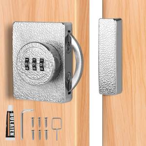 lot 12278 image: Keyless Combination Cabinet Lock - 3-Digit Security Door Lock for Cabinets, Drawers, and Closets  Childproof & Baby Safety Lock  Easy Installation (Silver)