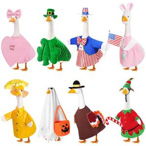 lot 13457 image: FuWeave 8 Set Holiday Porch Goose Outfits Valentine St. Patrick Easter Summer 4th of July Fall Halloween Christmas Lawn Porch Goose Clothing for Patio Yard Lawn Decor(Style3,23 Inch)
