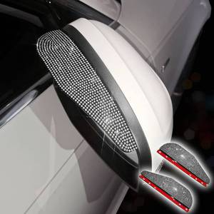 lot 14191 image: MINGZAIQIPEI Car Rear View Mirror Rain Eyebrows, 2PCS Bling Crystal Rear View Mirror Rain Visor Shade Blocker Cover Car Side Mirror Accessories (Silver)