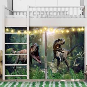 lot 14213 image: Hahafelt Dinosaur Loft Bed Tent Curtain Set for Low Twin, Bunk Bed Curtains with Enchanting Star Lights Play Gifts Tent Party Decoration for Indoor & Outdoor