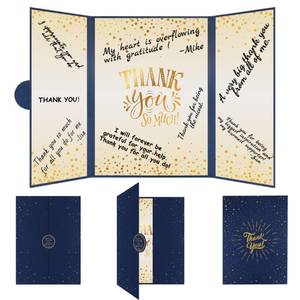 lot 14215 image: Vlipoeasn Thank You Card Guest Book Alternative, Blue and Gold Thank You All You Do, Thank You Sign,Graduation Retirement Office Party Decor, Thanks to Staff Teacher Professor Doctor Nurse Decoration
