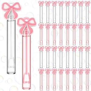 lot 14218 image: Shappy 60 Pcs Pink Bow Coquette Bubble Wands Bulk Mini Bubble Wands Coquette Bow Party Supplies for Birthday Bridal Shower Wedding Party Gift Pink Goodie Bag Stuffers