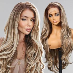 lot 14221 image: KOME Ash Blonde Synthetic Lace Front Wig,13�6 Blonde mix Brown HD Lace Glueless Wig for Women Daily Use 28IN��TT6107��