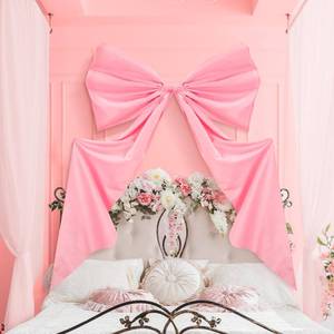 lot 14224 image: Wavwavw Big Wall Bow Decorations 39 x 72 Inch Giant Birthday Party Decor Ribbon Hanging Tie Bow Decor for Coquette Party Baby Shower Wedding Bridal Bachelorette Supplies(Pink,Polyester,Weeding)