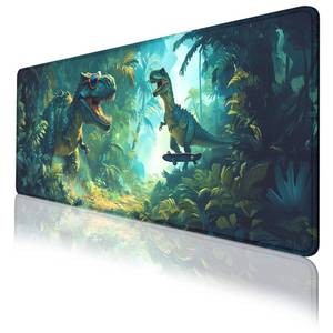 lot 14227 image: Funny Dinosaur Gaming Mouse Pad, Cartoon Jungle Jurassic T-Rex Desk Mat, Non-Slip XL Computer Big Mouse Mat with Keyboard Pad for Work, Gamer, Office, Home 31.5 x 11.8 inch