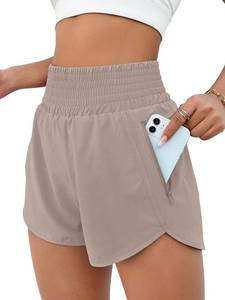 lot 14253 image: BMJL Womens Athletic Shorts High Waisted Running Short Pocket 2.5 Sporty Shorts Gym Elastic Workout Shorts(S,Khaki)