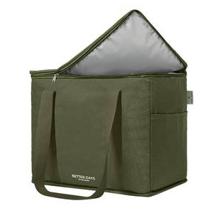 lot 14260 image: Nook Theory Reusable Insulated Grocery Bag - Leak Proof, X Large Cooler Bag - Insulated Shopping Bags for Groceries - Travel Cooler Bag for Frozen and Hot Food with Zippered Top (Forest)