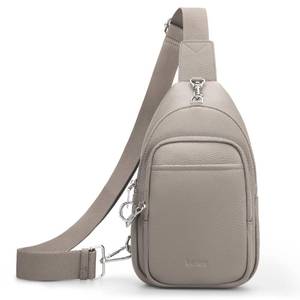 lot 14267 image: befen Genuine Leather Small Crossbody Sling Bag for Women Anti-Theft Crossbody Chest Bags Multi-Pockets Fanny Pack with RFID Card Slots Beige Grey