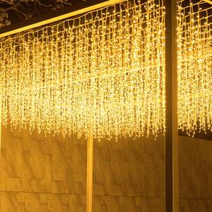 lot 14277 image: ZIMINGU Icicle Christmas Lights, 16.4 FT 120 LEDs 8 Modes, Hanging Twinkle Connectable Memory Fairy Curtain String Lights for Indoor Eaves Shopping Outdoor Decor, Warm White, 5M06