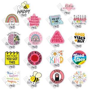 lot 14309 image: Landical 18 Pcs Cute Retractable Badge Reel Holders Nursing Clips Funny Positive ID Tag Cardholder Clips for Nurses Hospital Medical Work Teachers Students Office Bulk Lanyard Gifts