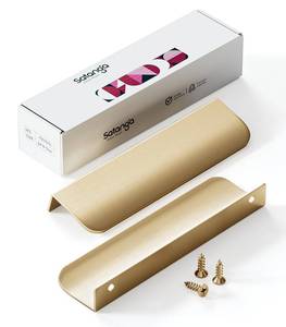 lot 14319 image: Satanga Edge Finger Tab Pulls for Cabinets Invisible Kitchen Concealed Aluminum Flat Hidden Drawer Pull Modern Pack of 5 Matte Brushed Gold 3-34 inch Easy Installation