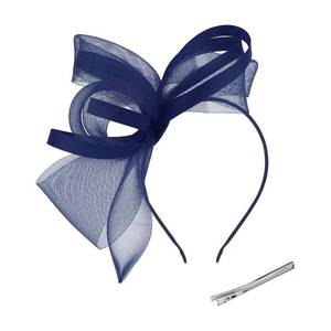 lot 14358 image: AMCAMI Fascinators Hats with Feather for Women 2025 Derby Hats Small Tea Party Hat with Headband(Navy Blue)
