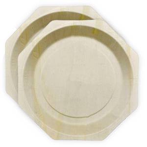lot 14360 image: Perfectware 11 Octagon Shape Wooden Plates - Pack of 25ct, (PW-Plate 11-25), Beige