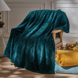 lot 14366 image: NEWCOSPLAY Super Soft Throw Blanket Dark Teal Premium Silky Flannel Fleece Leaves Pattern Lightweight Bed Blanket All Season Use (Dark Teal, Throw(50x60))