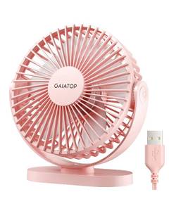 lot 14385 image: Gaiatop USB Desk Fan, 5.5 Inch Small Quiet Powerful 3 Speeds 90° Rotate, Personal Mini Portable Desktop Table Fans, Cooling for Home Office Car Travel Indoor Outdoor Pink