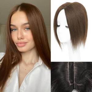 lot 14387 image: ELEVAVE Hair Toppers for Women Real Human Hair, 12 Inch 360° 3D Upgrade Middle Part Toppers for Women with Thinning Hair (12 Inch-Medium Brown)