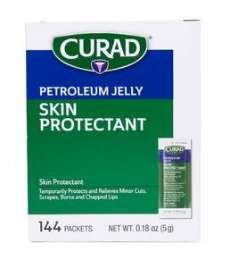 lot 14389 image: CURAD Petroleum Jelly Skin Protectant, Healing Ointment for Dry Cracked Skin, 144 Count Packets