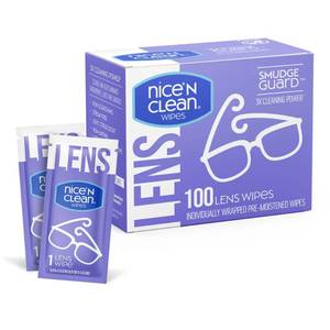 lot 14404 image: Nice n Clean SmudgeGuard Lens Cleaning Wipes (100 Total Wipes)  Pre-Moistened Individually Wrapped Wipes  Non-Scratching & Non-Streaking  Safe for Eyeglasses, Goggles, & Camera Lens