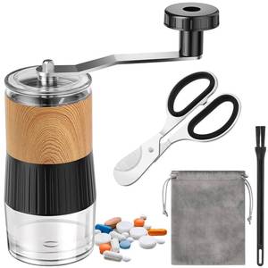lot 14407 image: Small Portable Pill Crusher Grinder to Fine Powder for Elderly - Crushes Multiple Pills, Small and Large Medication and Vitamin Tablets - Great for Feeding Tube, Kids, Pets - Ideal for Travel (Wood)