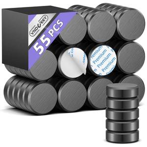lot 14412 image: VNDUEEY 55Pcs Strong Magnets with Adhesive Backing, Small Round Magnets for Crafts, Circle Magnet Ceramic Magnet for Refrigerator, DIY, Science Projects, School Notice Boards (Black, 0.7  0.2 inch)