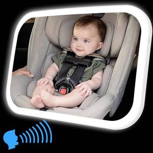 lot 14423 image: Smart Baby Car Mirror with Lights, Voice Control Safety Car Seat Mirror for Baby Rear Facing Infant with Wide Crystal Clear View, Shatterproof, Fully Assembled, Crash Tested and Certified