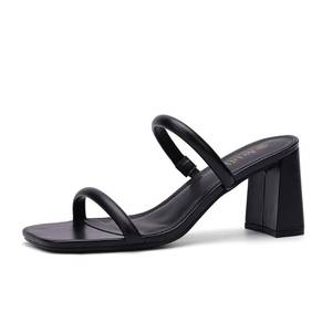 lot 14432 image: Avidirk Womens Square Open Toe Heeled Sandals Two Strap Mules Slip On Block Chunky Mid Heels Sandals, SIZE 9