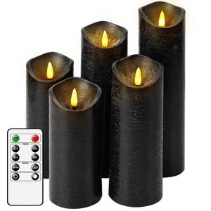lot 15596 image: Nimiko Flickering Flameless Candles with Remote Control and Timer Set of 5 Pc Real Wax LED Pillar Candles, Battery Operated Candles��D2.2�H55.5678�� Home Decor Flameless Candles��Black��