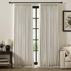 lot 15600 image: IVAPUPU Natural Pinch Pleated Full Blackout Curtains Linen Blend Room Darkening Window Curtains 96 inch 2 Panel for Living Room Bedroom Thermal Insulated Thick Curtain Drapes with Hooks 40Wx96L
