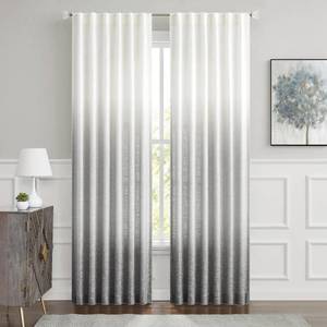 lot 15604 image: Central Park Ombre Window Curtain Panel Linen Gradient Print on Rayon Blend Fabric Backtab Rod Pocket Drapery Treatments for Living RoomBedroom, Cream White to Gray, 50 x 95, Set of 2