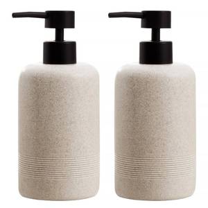 lot 15614 image: Haocoott Soap Dispensers 400ML 13OZ, 2 PCS Hand Dish Lotion Shampoo Lotion Soap Dispenser Jar, Resin Premium Thick Soap Pump Bottles for Kitchen Bathroom Countertop (Beige)