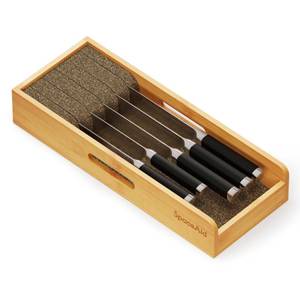 lot 15615 image: SpaceAid Knife Drawer Organizer Bamboo Insert Dock, Kitchen Steak Knives Holder Organizers Block for Drawer in Storage Organization (Small)