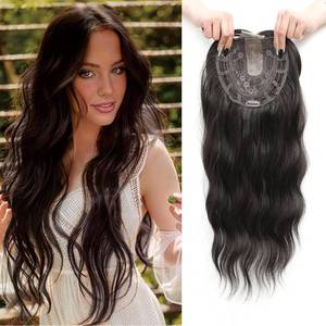 lot 16089 image: PANEWAY Hair Toppers For Women 20inch Long Wavy Curly Hair Topper Darkest Brown Clip In Synthetic Wiglets Hair Pieces For Women