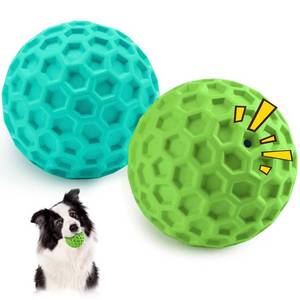 lot 16101 image: HIPPIH Indestructible Squeaky Dog Toys, Interactive Dog Balls 2 Pack, Dog Chew Toys for Aggressive Chewers, Natural Rubber Puppy Toys for LargeMedium Dogs, Tough Puppy Teething Toys, Relieve Anxiety