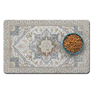 lot 16111 image: Dog Food Mats for Floors, Absorbent and Quick-Drying Pet Cat Food Mat,Anti-Fouling and Easy-to-Clean Pet Feeding Mat,Dog Bowl Mat for Messy Drinking Water Bowls.12 x20, Bohemia Style