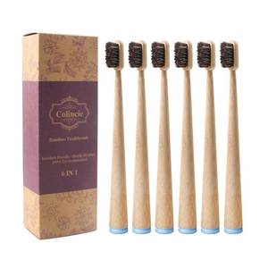 lot 16115 image: Colincie Horse Bristle Bamboo Toothbrush Manual Toothbrush None Plastic&Nylon 4 Pieces (4)