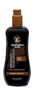 lot 16136 image: Australian Gold Dark Tanning Accelerator Spray Gel With Bronzer  8 Fl Oz, Multicolor, AGCB175(Packaging May Vary)