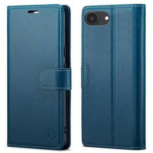 lot 16143 image: FLIPALM Wallet Case for iPhone 16e, RFID Blocking Credit Card Holder, PU Leather Folio Flip Kickstand Protective Shockproof Cover for Apple 16e (Blue)