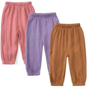 lot 16150 image: GFQLONG Toddler Boy Girl Plain Color Cotton Linen Bloomers Harem Pants Baby for Summer Fall,3pc-Pink,3-4T
