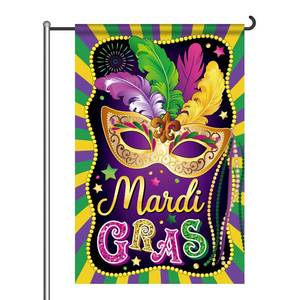 lot 16157 image: Mardi Gras Decorations Garden Flag New Orleans Party Mardi Gras Hanging Garland for Home Outdoor Indoor Decor Double Sided��Pole Not Included��