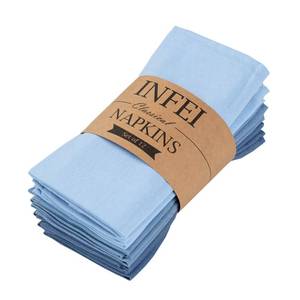 lot 16160 image: INFEI Solid Color Linen Blended Thin Dinner Cloth Napkins - Set of 12 (40 x 40 cm) - for Events & Home Use (Multi Blue)