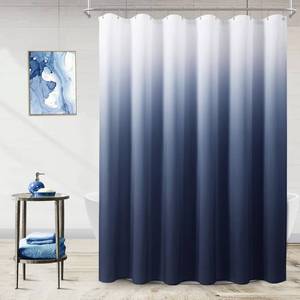 lot 16161 image: Navy Blue and White Shower Curtains for Bathroom, Ombre Indigo Royal Light Blue Cloth Fabric Shower Curtain Set with 12 Hooks Royal Indigo Bathroom Decor 72 x 72