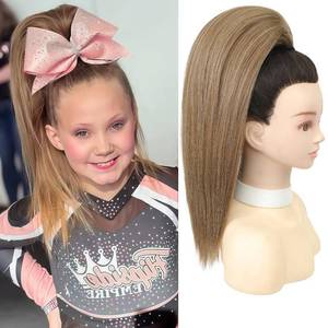 lot 16173 image: Cheer Ponytail Hairpiece All Star Cheer Hair Straight Posh Pony for Cheerleader Competition 200% density, Full and Soft Hair,Ash Blonde