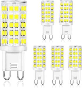 lot 16182 image: OHLGT G9 LED Light Bulb Daylight Dimmable 6W,(60W Halogen Equivalent),6000K 120V No-Flicker G9 Bi Pin Base LED Bulbs for Chandeliers, Home Lighting 360° Beam Angle,600LM 6 Packs