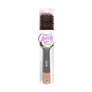 lot 20429 image: Goody Detangle It Boar Bristle Hair Brush, Use as a Detangling or Styling Brush, Conditions & Boosts Shine, Helps Tackle Knots & Reduce Frizz, For Wet or Dry Hair, BrownGrey