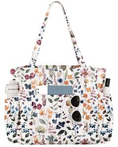 lot 20431 image: Miss Adola Corduroy Tote Bag for Women - Large Capacity Reusable Shoulder Bags with Zipper Multi-Pocket Design Cute Handbags for Work, School, Travel, and Daily Use, Watercolor Wildflower