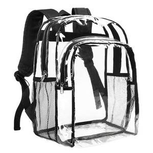 lot 20433 image: Vorspack Clear Backpack Heavy Duty - Clear Backpacks for School Transparent Bookbag for Girls Boys Large See Through Bag for Work, College, Concert - Black