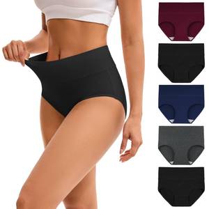 lot 20435 image: INNERSY Womens High Waisted Underwear Cotton Panties Regular & Plus Size 5-Pack(2XL,Darks 1)