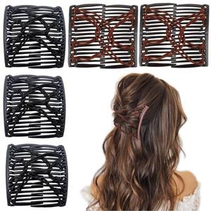 lot 20439 image: 5 Pieces Stretchy Magic Comb Adjustable Elastic Clip for Women Girls No Crease Pins Vintage Bun Maker Hair Accessories for Curly Thick Wavy Ponytail (3 Pieces only)